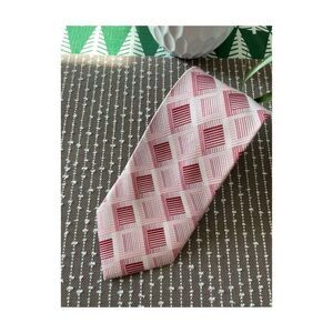 Vtg Colours by Alexander Julian 100% Silk Handmade Pink Geometric Necktie 60"